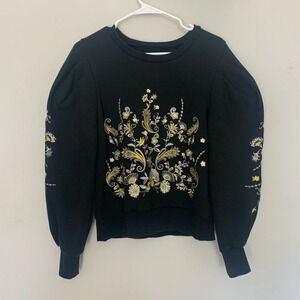 New York & Co Gabrielle Union Embroidered Sweatshirt XS Black